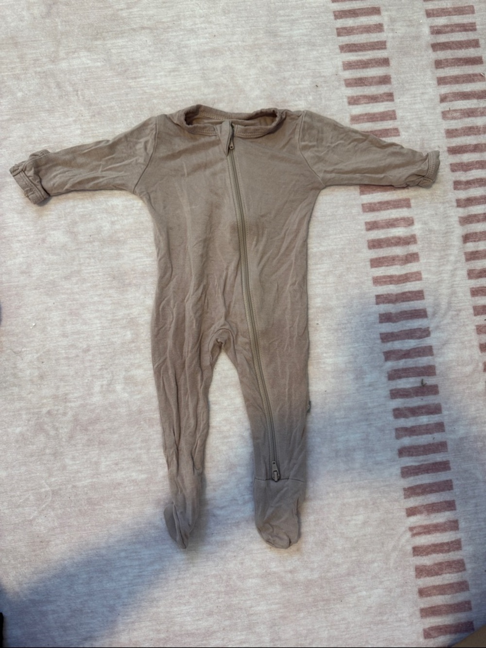 Kyte BABY Taupe Footed Zip One-Piece Pajamas